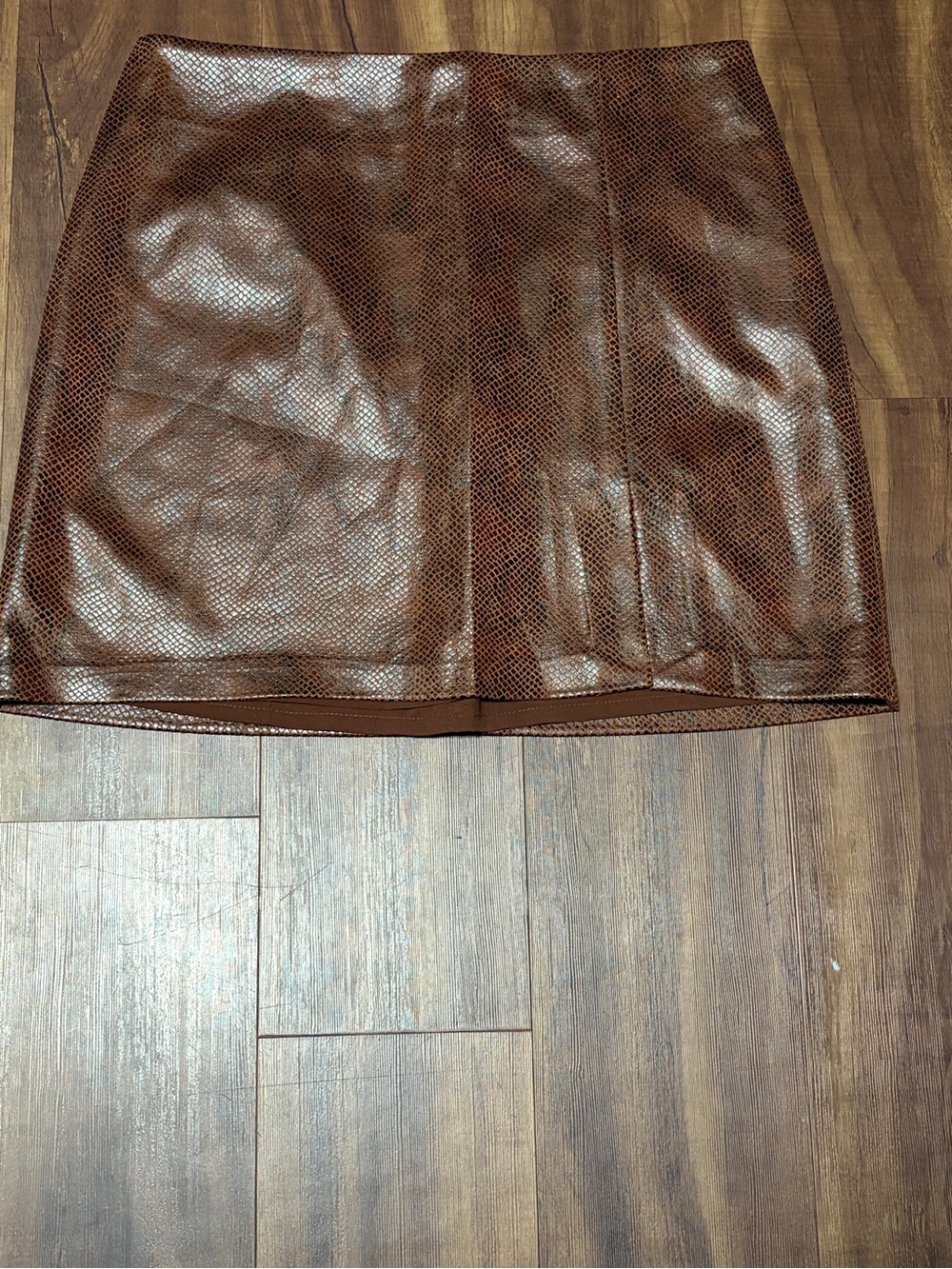 House of Harlow 1960 Chocolate Brown Snake-Print Mini Skirt